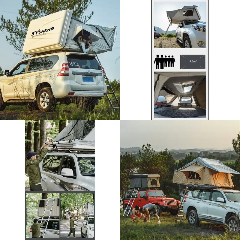 Outdoor Waterproof 4X4 Camping Car 4 Person ABS Hard Shell Roof Top Tent Side Opening Hardshell Rooftop Tent with Sunshade