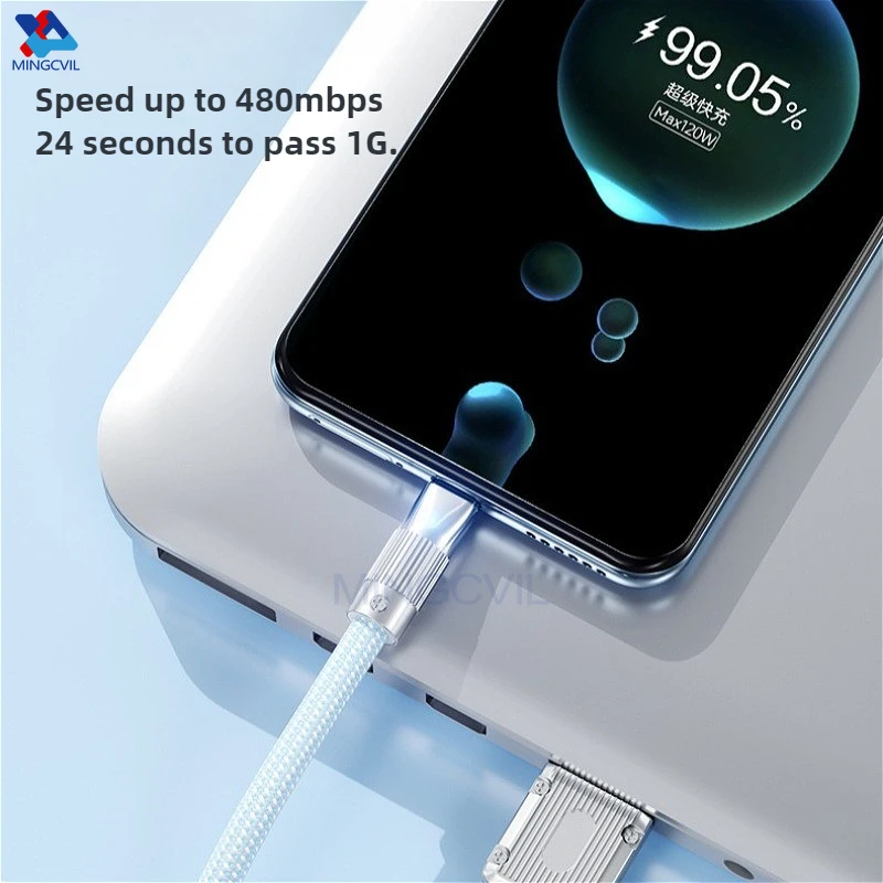 MINGCVIL Type C Cable 120W Super Charging 6A For Samsung S24 S23 USB-C For Redmi phone For Xiaomi Quick Fast Charger