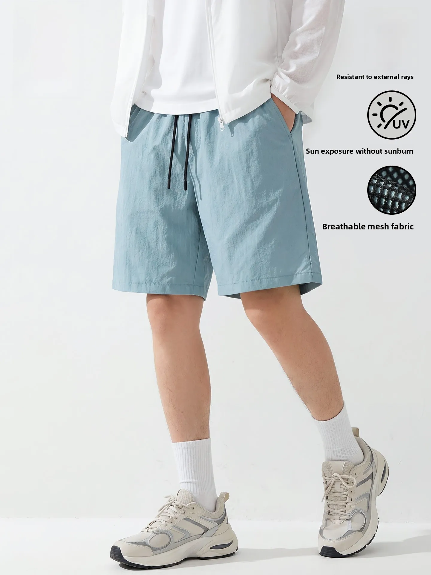 

Izzue American Sle Men's Fitn ort Pants Summer New Loose Elastic Waist Nylon Straight Leg ort orts Sun Protection