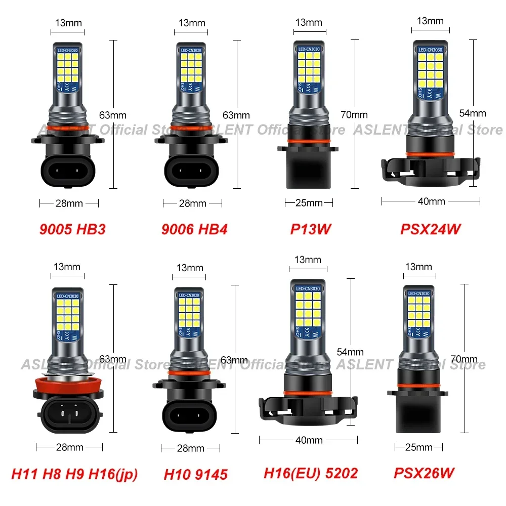 2 colors H11 H8 H16 jp 9006 HB4 9005 HB3 5202 PS19W H10 9145 PSX24W 2504 PSX26W P13W Fog Lights Bulb Car Driving Running Lamp