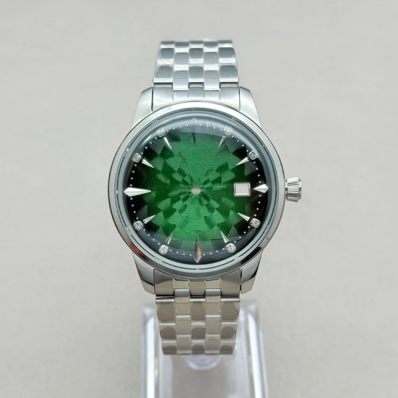 40MM Cocktails Stainless Watch Case Fit NH35 NH36 NH38 7S Movement 35mm Dial Bubble Arch Glass Transparent Backcover Silver Case