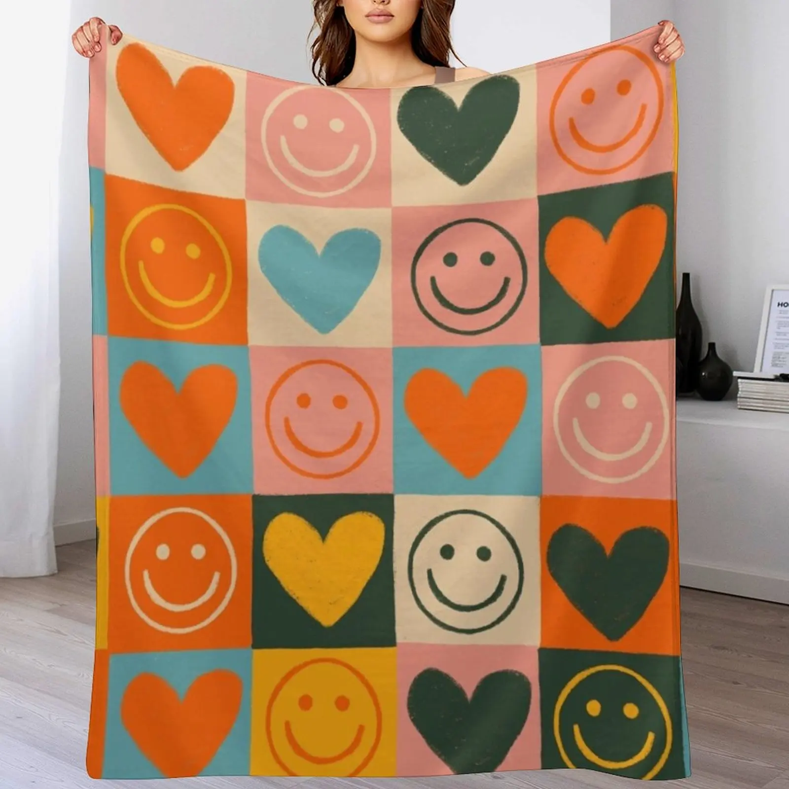 

Happy love Throw Blanket bed plaid anime for sofa christmas decoration Blankets