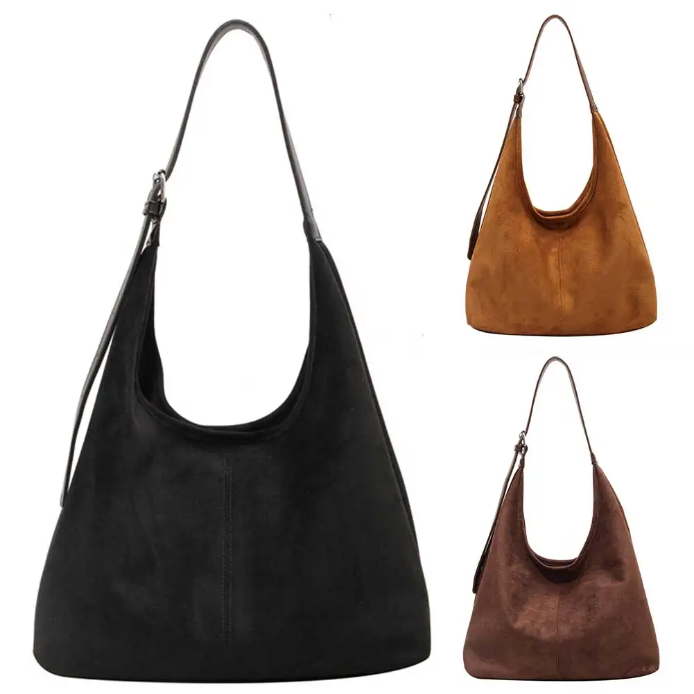 

Women Suede Shoulder Bag Fashion Tote Bag Large Capacity Top Handle Bag Adjustable Strap Casual Tote Purse Daily Commuting Bag