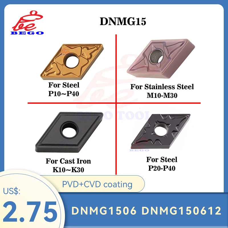 Original DNMG1506 DNMG150612-DM BM9315 Carbide Inserts DNMG 150612 Lathe Cutter Turning Tools Processing Steel