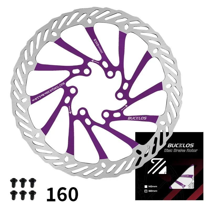 BUCKLOS Ultraleichtes MTB-Fahrrad, hydraulische Bremsscheibe, 160/180/203 mm, Mountain Road Racing Fahrradbremsscheibe mit 6 gratis Schrauben