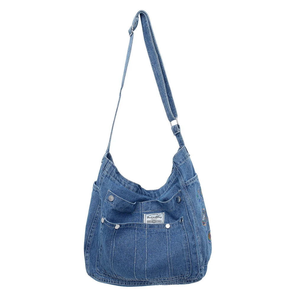 

Ladies Crossbody Bag Denim Shoulder Bags Large Capacity Multi-pocket Fashion Simple Casual for Weekend Vacation