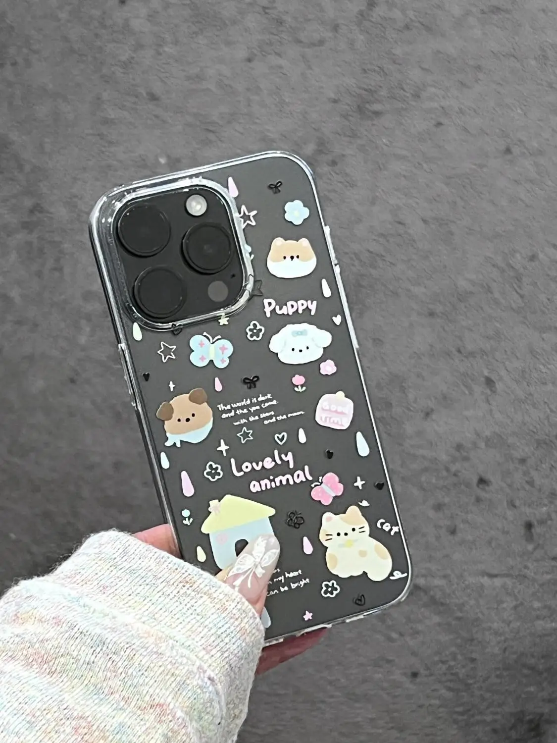 Raindrop English Cat Bear Phone Case For iPhone 17 16 15 14 13 12 11 XR PRO XS MAX 7 8 PLUS MINI Anti Drop Dustproof Soft Cover