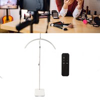 23Inch LED Half Moon Floor Lamp for Lash Extensions Skincare Reading Adjustable 110-240V Remote Control Live Streaming Light