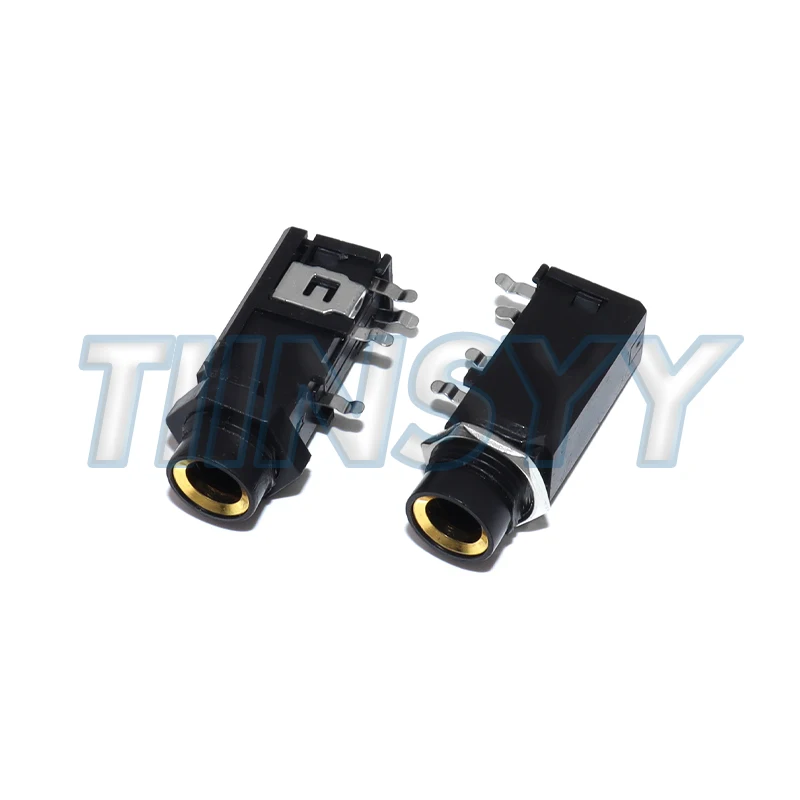 5PCS DIY 6.35mm / 6.5mm Jack Gold Plated 4P Stereo Dual Channel Microphone Socket 6.35 /6.5 Audio Straight jack Connector
