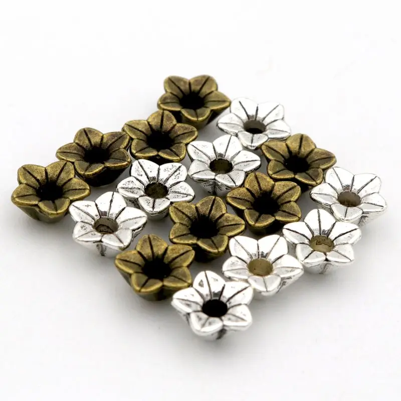 45Pcs 3D Flower Loose Sparer End Bead Caps for Jewelry Making Finding Diy Bracelet Accessories Component Wholesale Supply