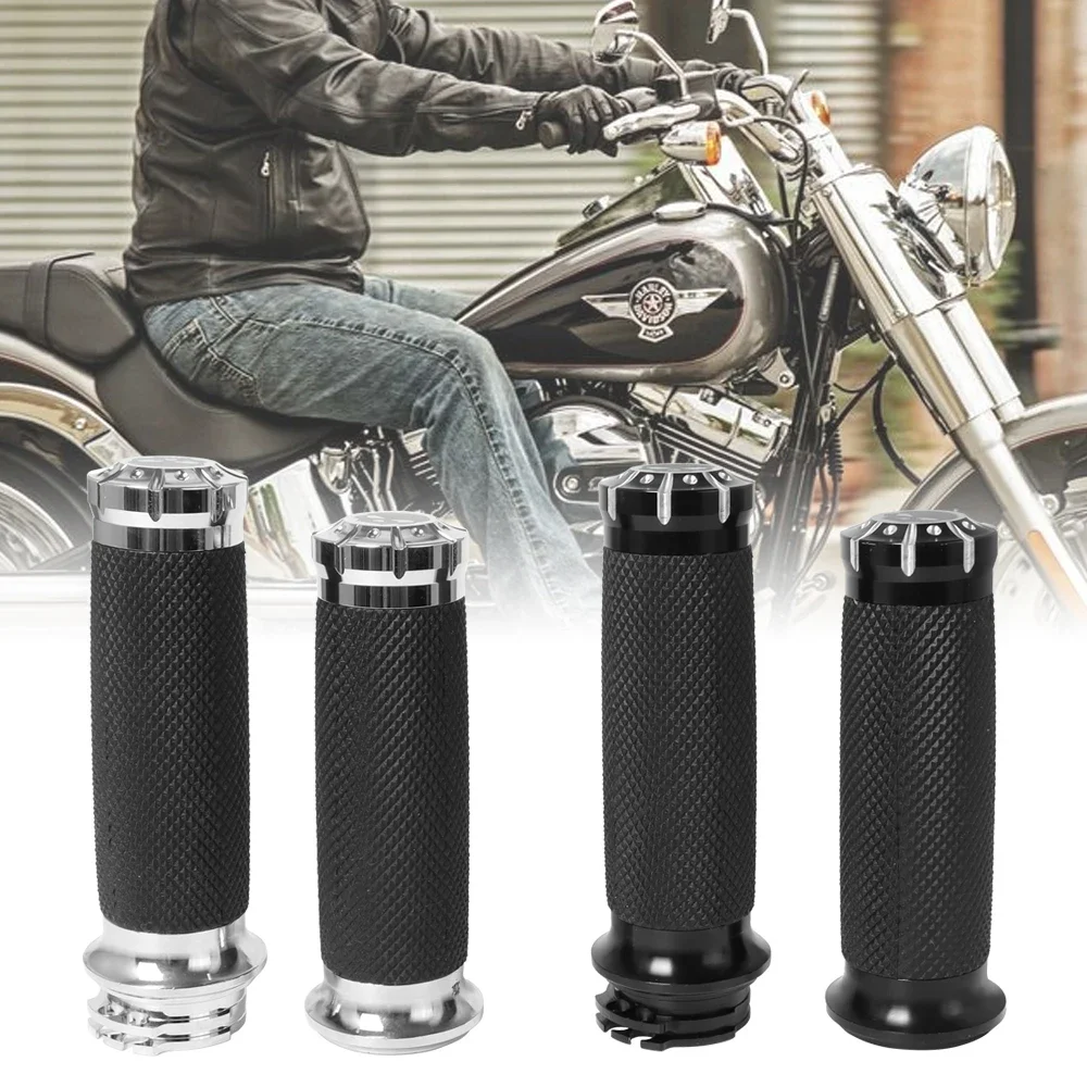 

1" 25mm Black Motorcycle Parts Handle Hand Grips Harley Touring Dyna Softail Custom Sportster 883 1200 XL