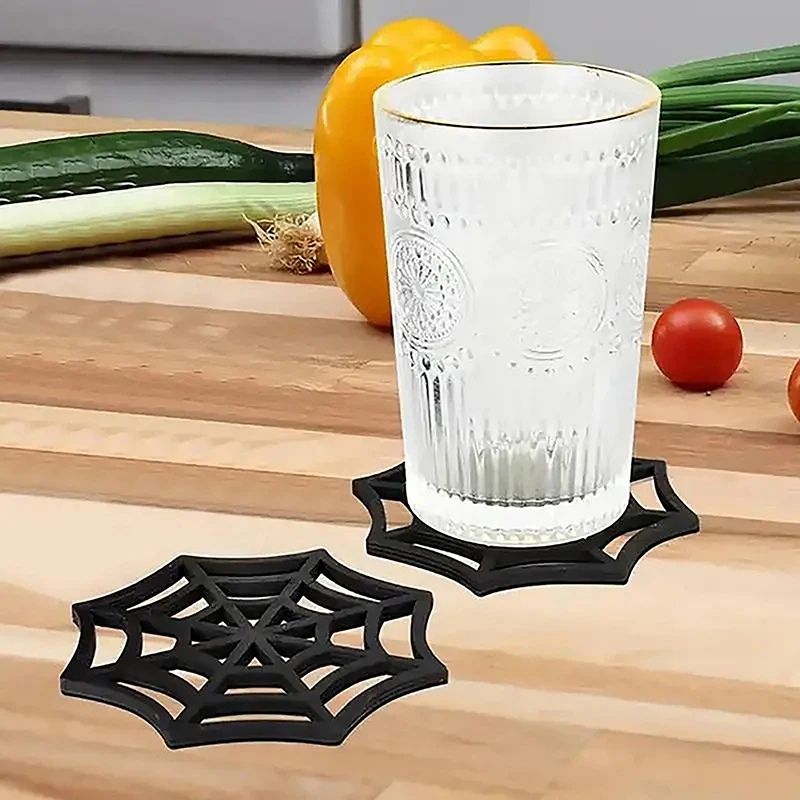 1/6pcs Halloween Coaster Halloween Table Decor Spider Web Coasters Festive Halloween Table Placemats For Home Decoration