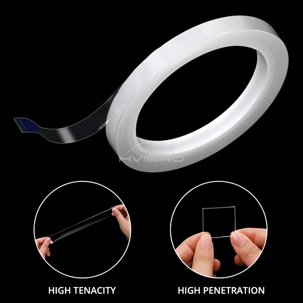 1M/3M/5M Nano Nastro Tracsless Double Sided Trasparente Riutilizzabile Impermeabile Resistente Adesivo di Calore Pulibile 10mm di Larghezza