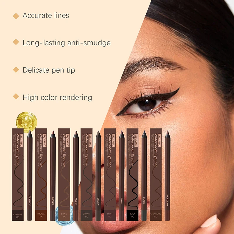 Delineador de ojos resistente al agua, lápiz de ojos afilable Duo, delineador de ojos ciruela para ojos verdes/azules/marrones, sin manchas, decoloración, suave