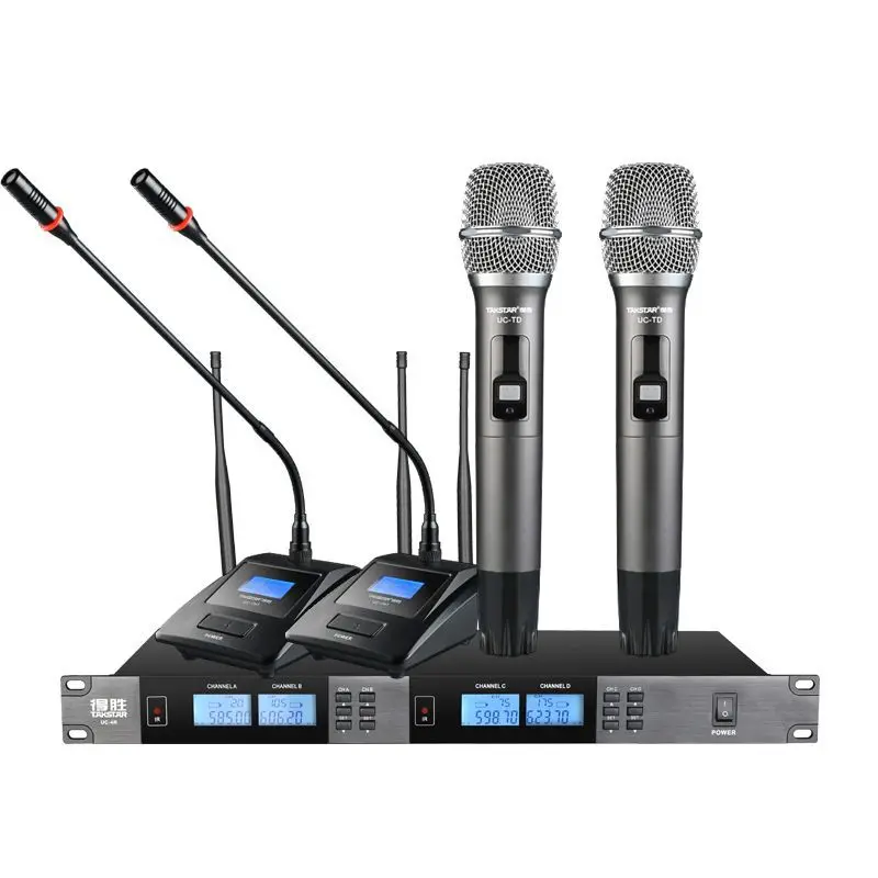 Wireless conference microphone One drag four gooseneck wireless microphone to host the performance U-segment conference