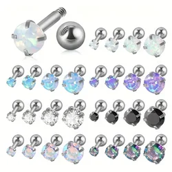 4Pcs/Set Round Cz Opal Ear Helix Tragus Top Upper Ear Earring Lobe Helix Stud Ear Tragus Cartilage Piercing Jewelry
