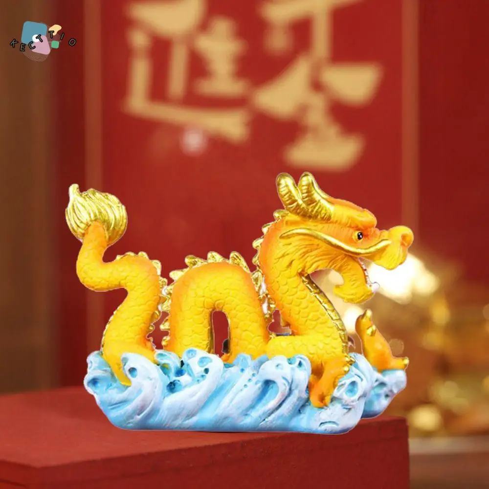 Resin Dragon and Phoenix Ornaments Mythical Animal Miniature New Year Ornament Chinese Style Baking Cake Decoration Birthday