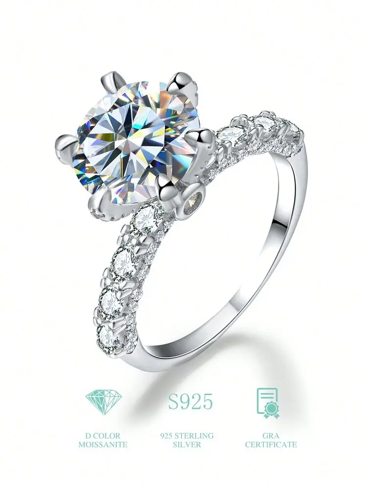 

GRA 3CT настоящий муассанит с бриллиантами, кольца на годовщину свадьбы для женщин, подарок, оригинальное стерлинговое серебро 925 пробы, блестящие роскошные ювелирные изделия