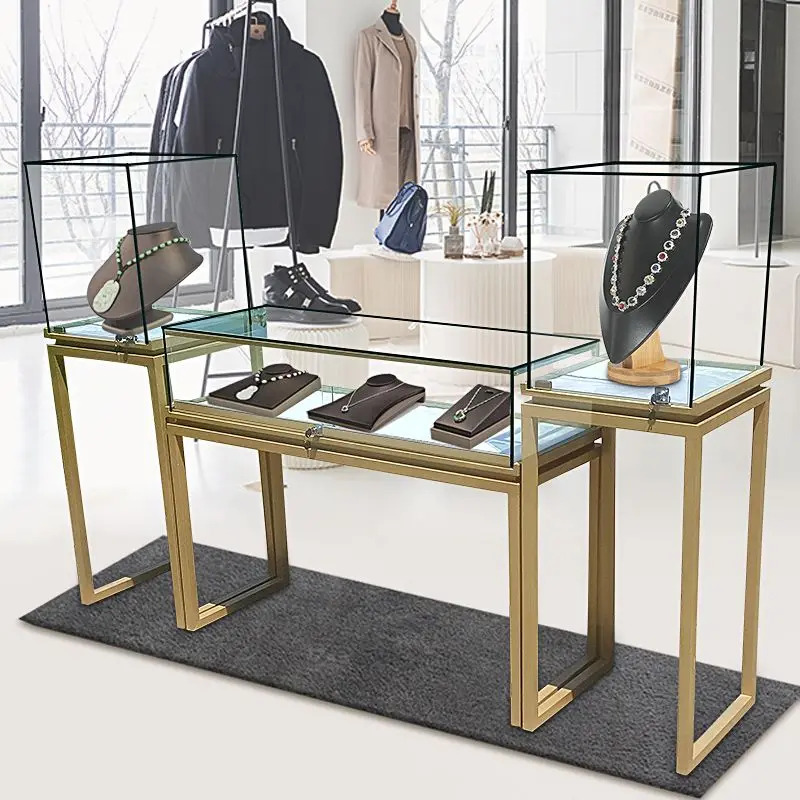 custom.Customized 3D Glass Jewelry Store Display Showcase LED Lighting Mall Kiosk Ideas Retail Shop