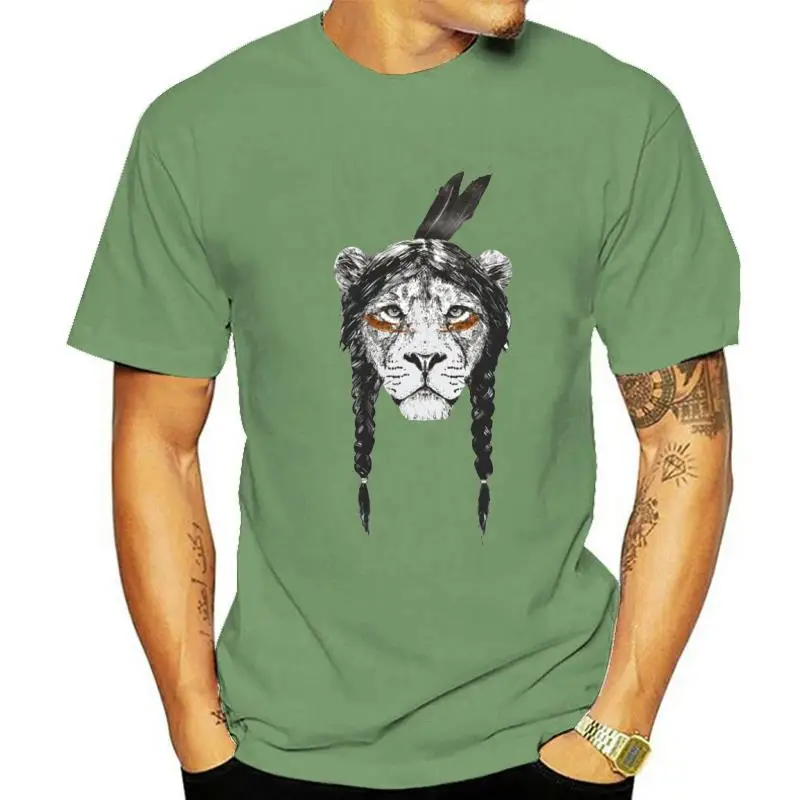 new Men short sleeve t-shirt Comanche Warrior Lion Painted Awesome Animals t shirt tees tops harajuku streetwear