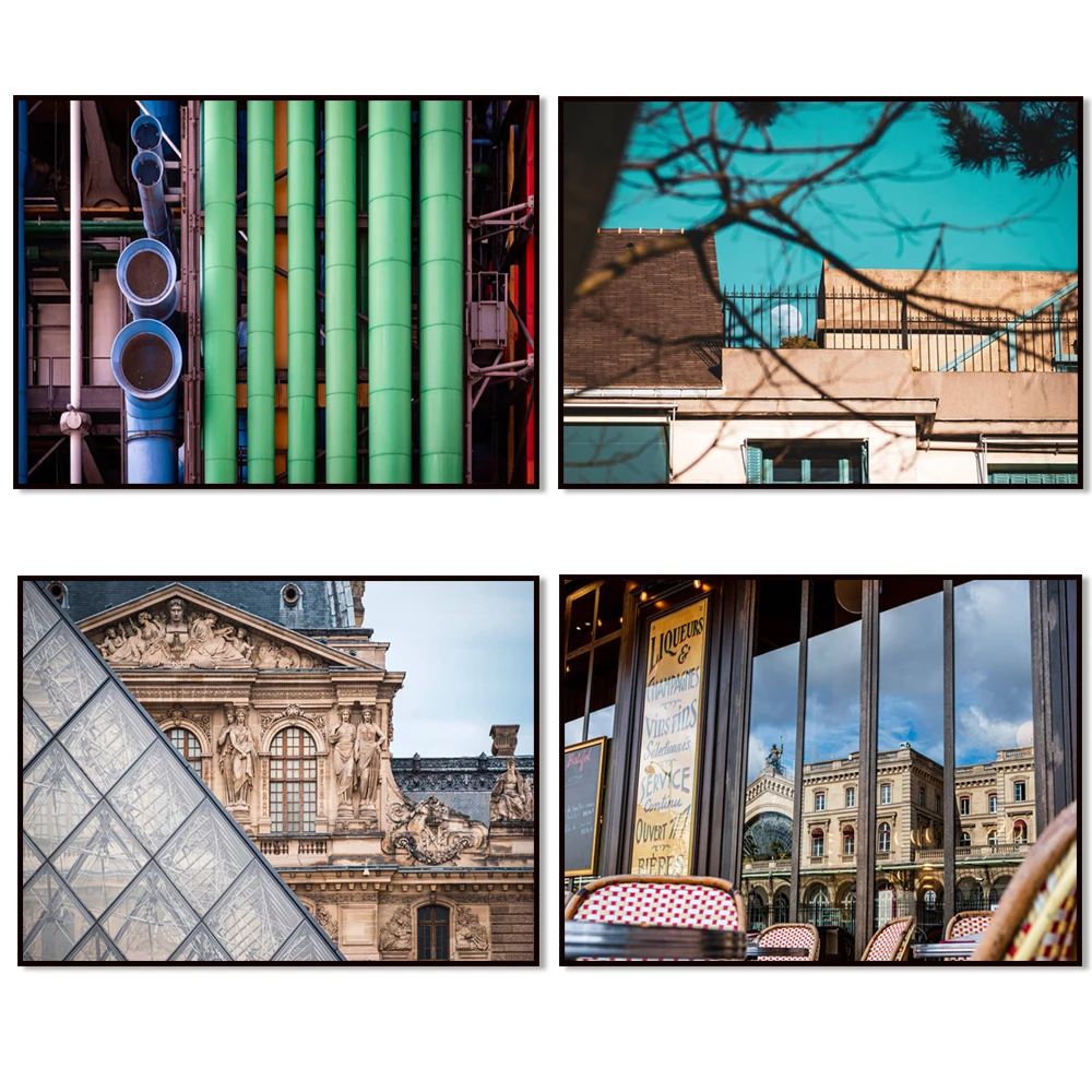 Eiffel Tower Elevator, Louvre Museum, Centre Pompidou, Beaubourg, Gare de l'Est, Paris, France - photo photo art print poster