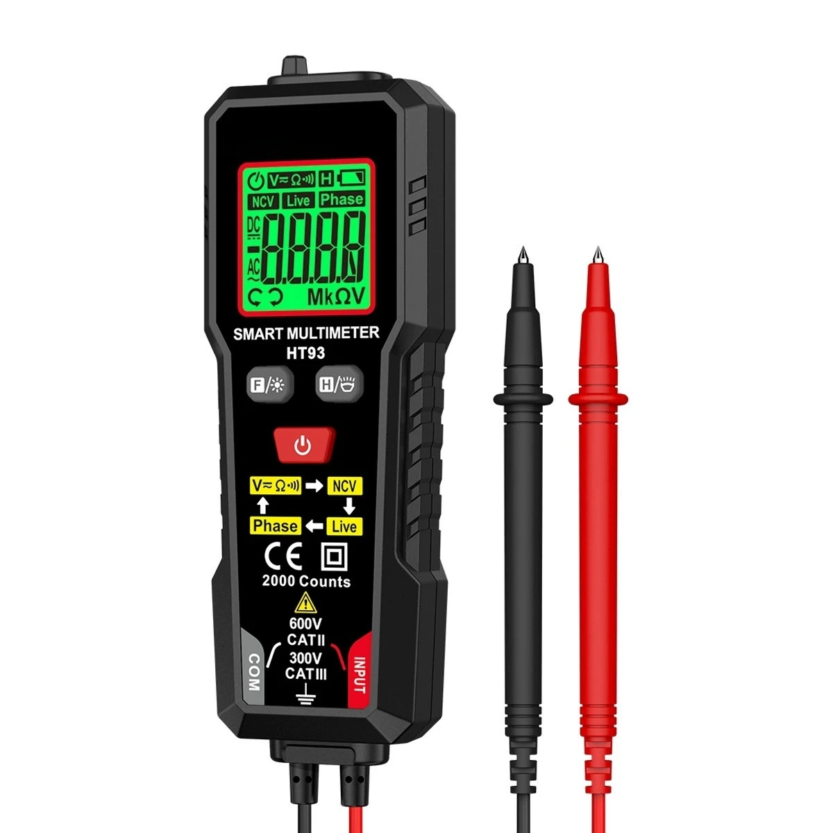 HA BOTEST HT93 True RMS Multimeter Intelligent Anti-burn Electric Meter With Phase Sequence Detection