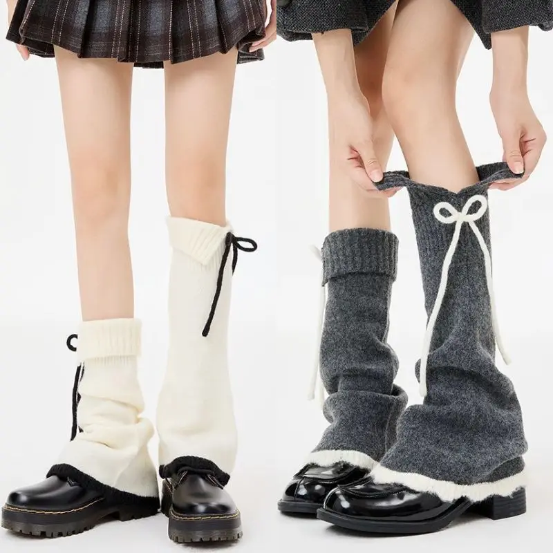 Y2K вязаные чулки для ног, готические гольфы в стиле Лолиты на шнуровке выше колена, гетры в стиле Лолиты, аксессуары, японские эластичные гольфы