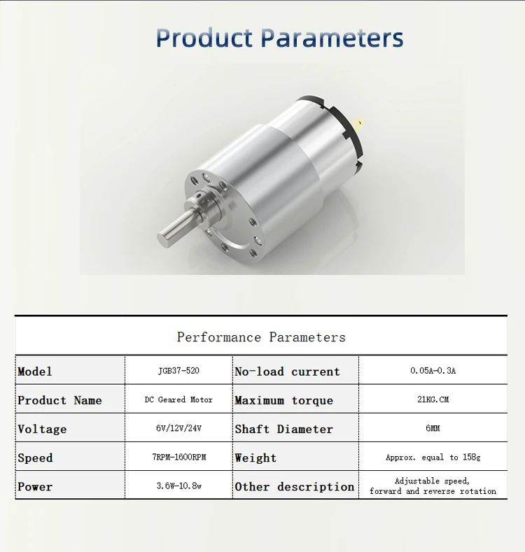 12V 24v 1000RPM 550RPM High Torque Electric Micro Speed Reduction Geared Motor Eccentric Output Shaft 37mm Diameter Gearbox