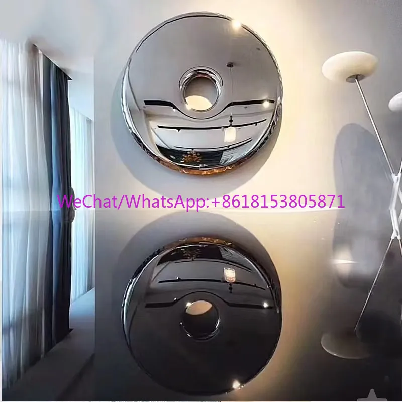 Stainless steel round donut living room wall wall wall decoration hotel model room background