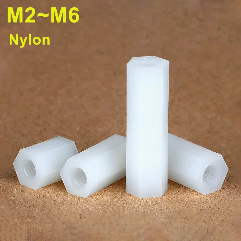 M2 M2.5 M3 M4 M5 M6 White Double Pass Hex Hexagon Nylon Column PCB Standoff Spacer Column Plastic Spacing Screws