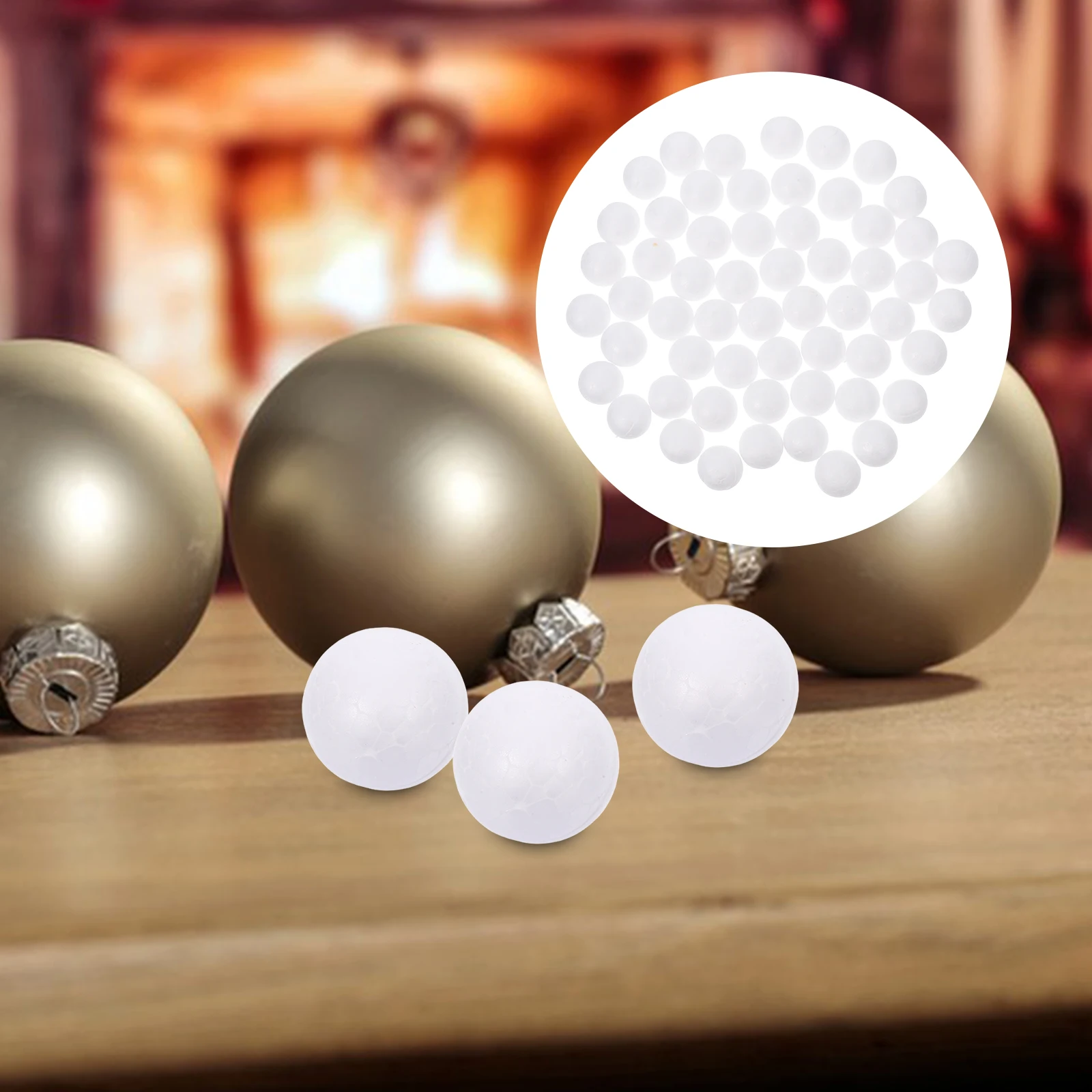 

50 Pcs Foam Craft Balls Small Heart Christmas Ornaments Mini Wedding Decor White Round Decorations Polystyrene Flowers