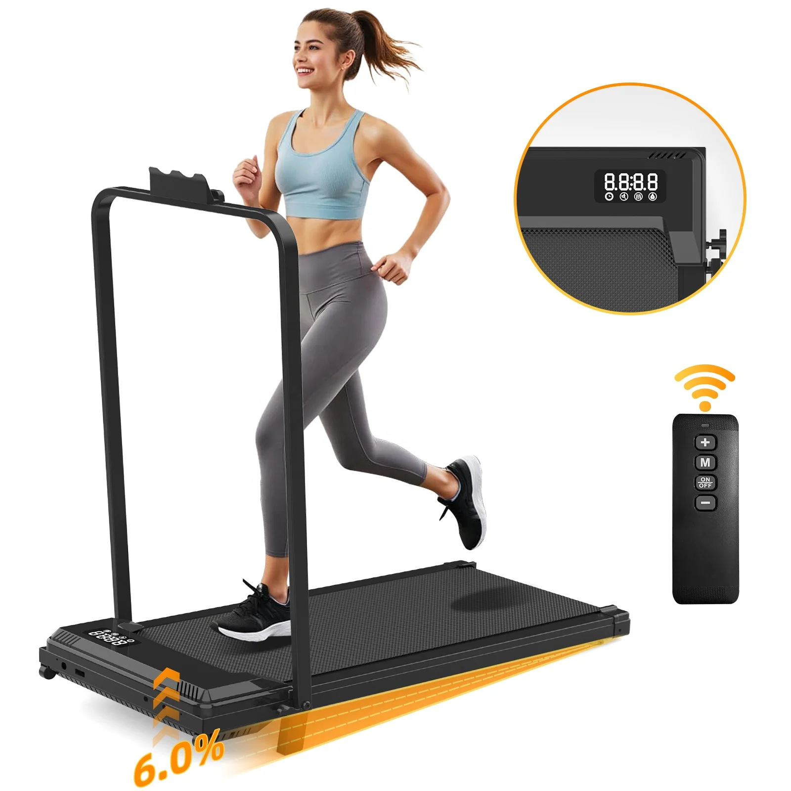 Electric Folding Desk Down Walking Mat with App Portable Treadmill with Light Emitting Diode Screen and Home Speed Adjustment