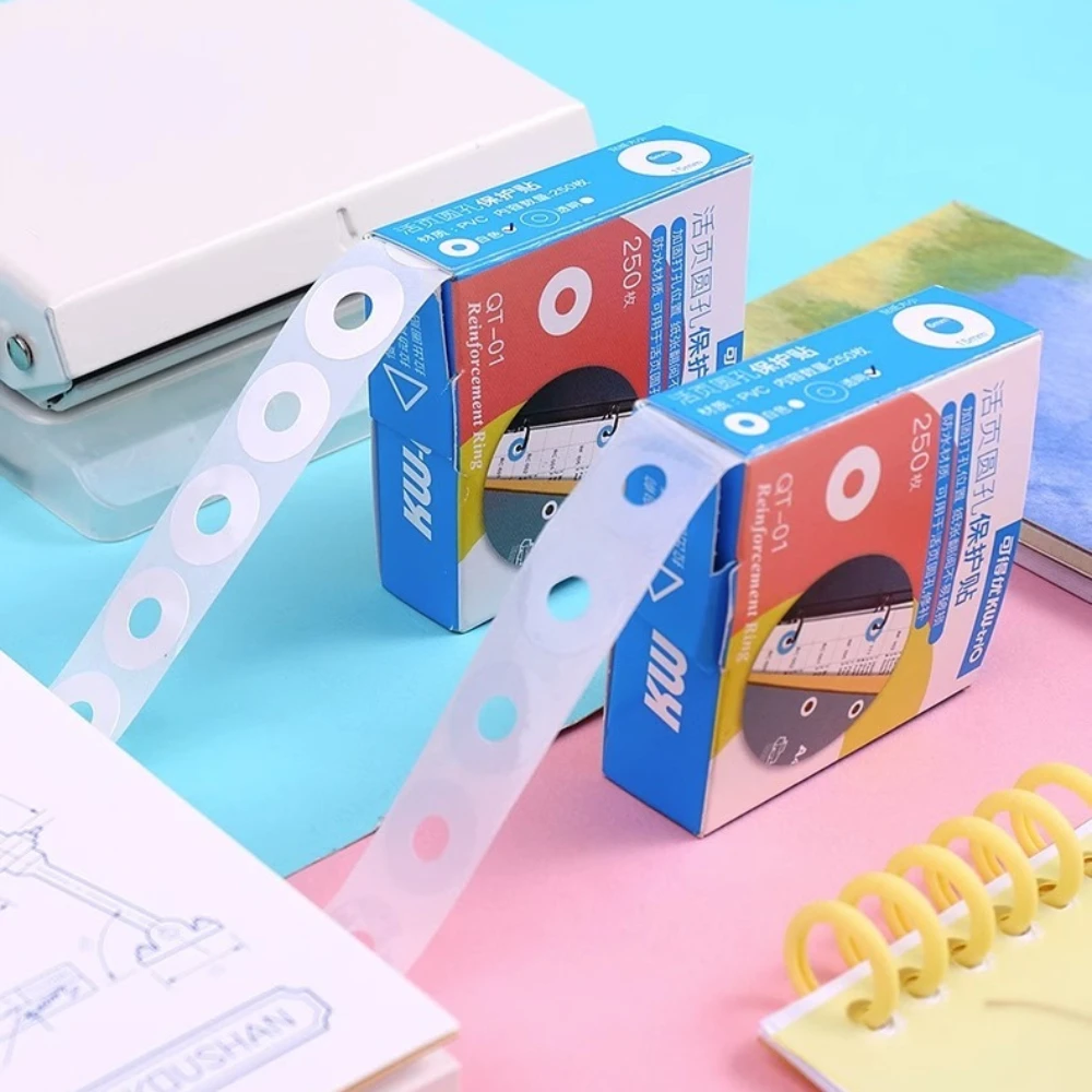 250Pcs Loose Leaf Hole Stickers Reinforcement Labels Planner Stickers Self Adhesive Punch Hole Protector School Office Supplies