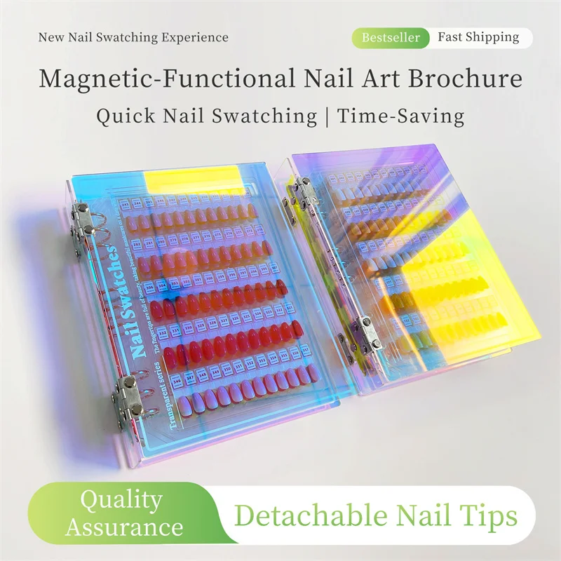 120/180/240 Tips Magnetic Nail Art Swatch Book Nail Gel Colors Sample display Palette Manicure quick color test Showing Card