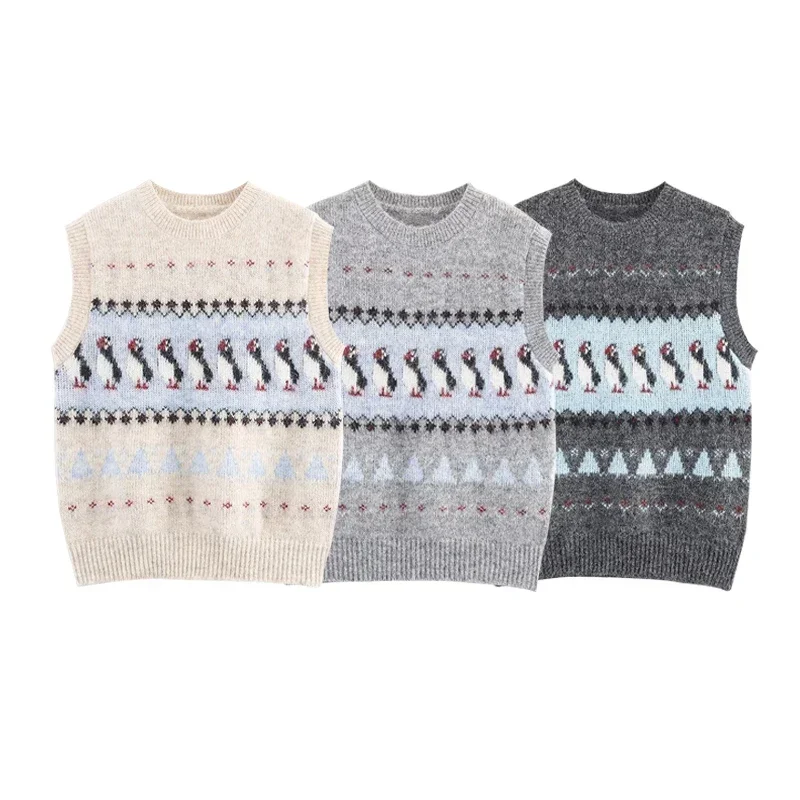 

2025 New Autumn Women's Sweater Vest Fashion British Women's Embroidery Elegant Autumn Sweater Chic Street Joker Student Sweater