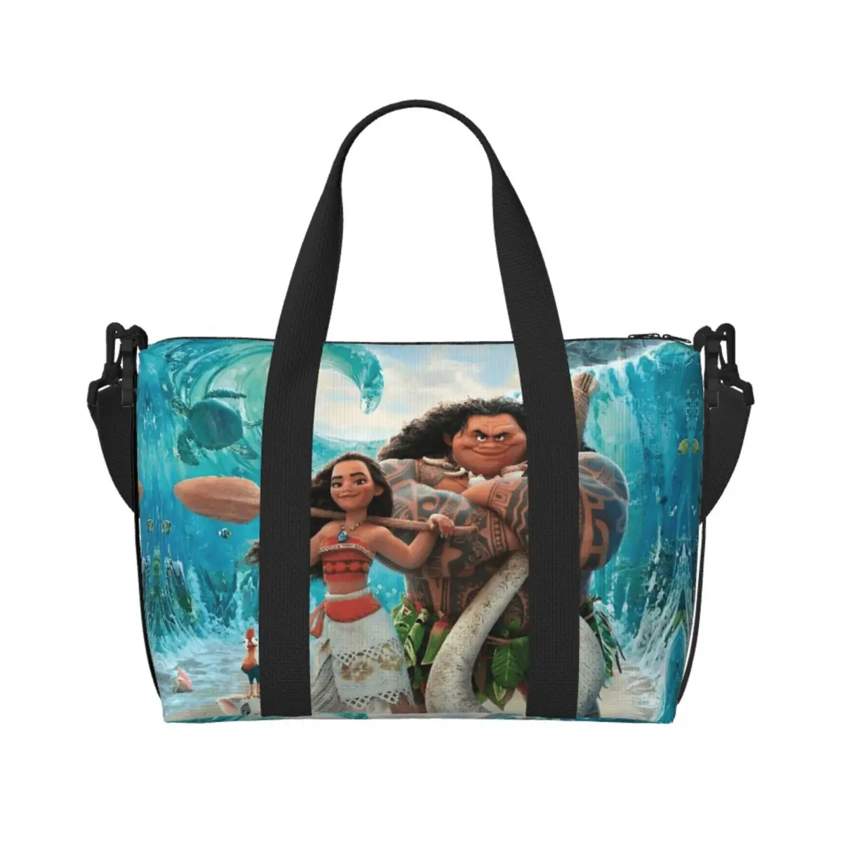 

Custom Moana Beach Tote Bag Women Movie Fashion Cartoon Film Large Compartment Beach Gym Travel Bags