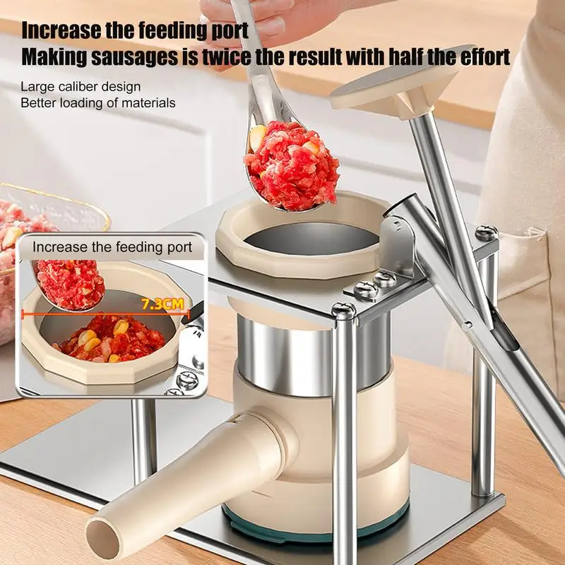 Manual Sausage Stuffer Vertical Sausage Maker Manual Kitchen Stuffing Machine Sausage Filling With Nozzles Kitchen Stuffing