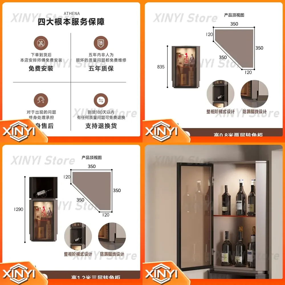 for Bedroom Entrance Corner Cabinet for Living Room Kitchen Small Triangle Cabinet Light Luxury Wine Storage Locker