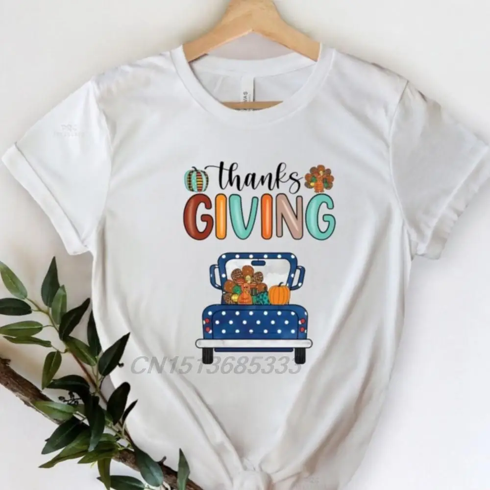 Thanksgiving Women Female Vintage T-shirts Autumn Harvest Gifts Tee Shirts Women Oversized Premium Cotton Top Shirts Clothing