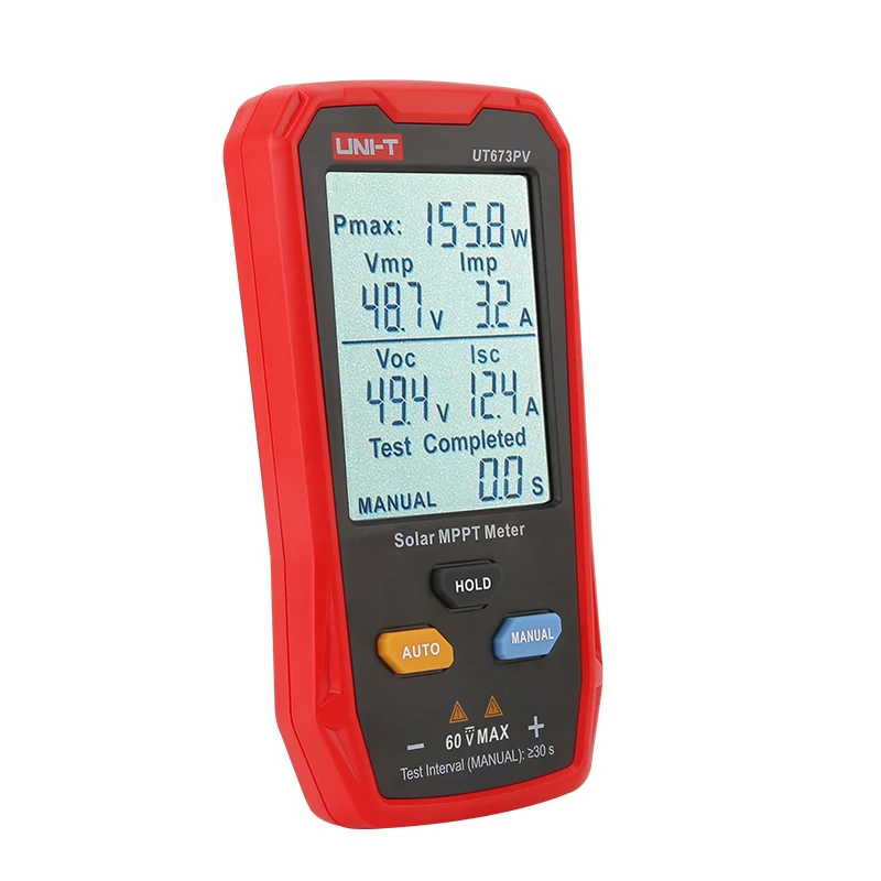 UNI-T UT673PV Solar MPPT Meter; 12~60V Open Circuit Voltage Measurement/800W Power Test/35A Load Current Measurement