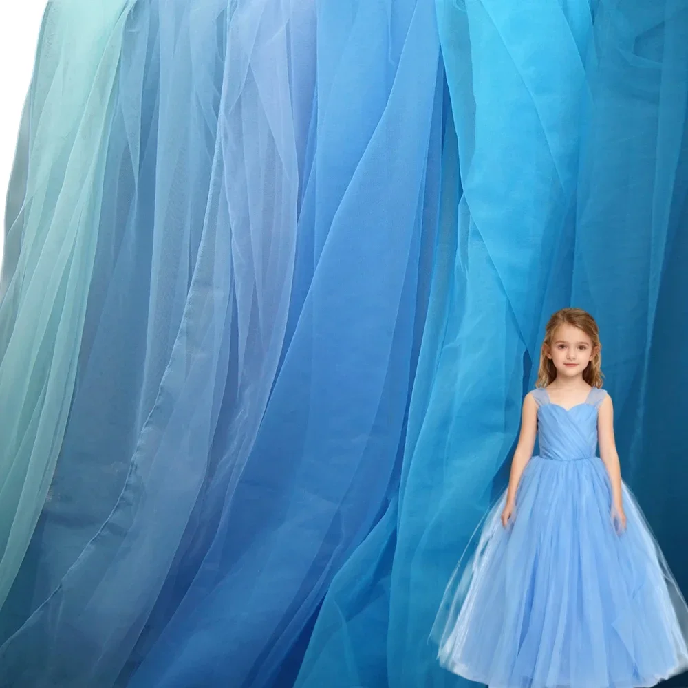 

Синяя мягкая сетчатая ткань, материал для макета свадебного места, эластичная свадебная сетка, шифоновая сетчатая ткань, детская пушистая ткань