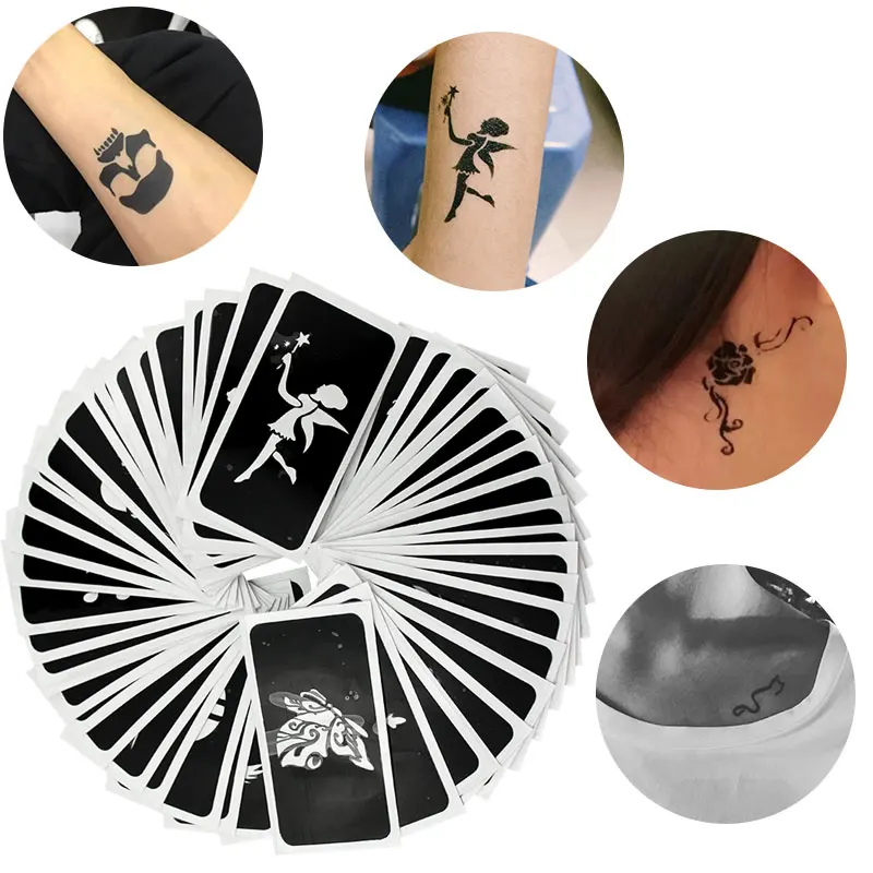 10 pçs/20 pçs adesivo de tatuagem popular pequenos adesivos de tatuagem estênceis de henna pintura corporal estêncil papel tatuagem temporária à