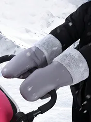 Winter Pram Hand Muff Baby Carriage Pushchair Warm Plush Hand Cover Stroller Accessories Winter Stroller Plush Gloves For Babies