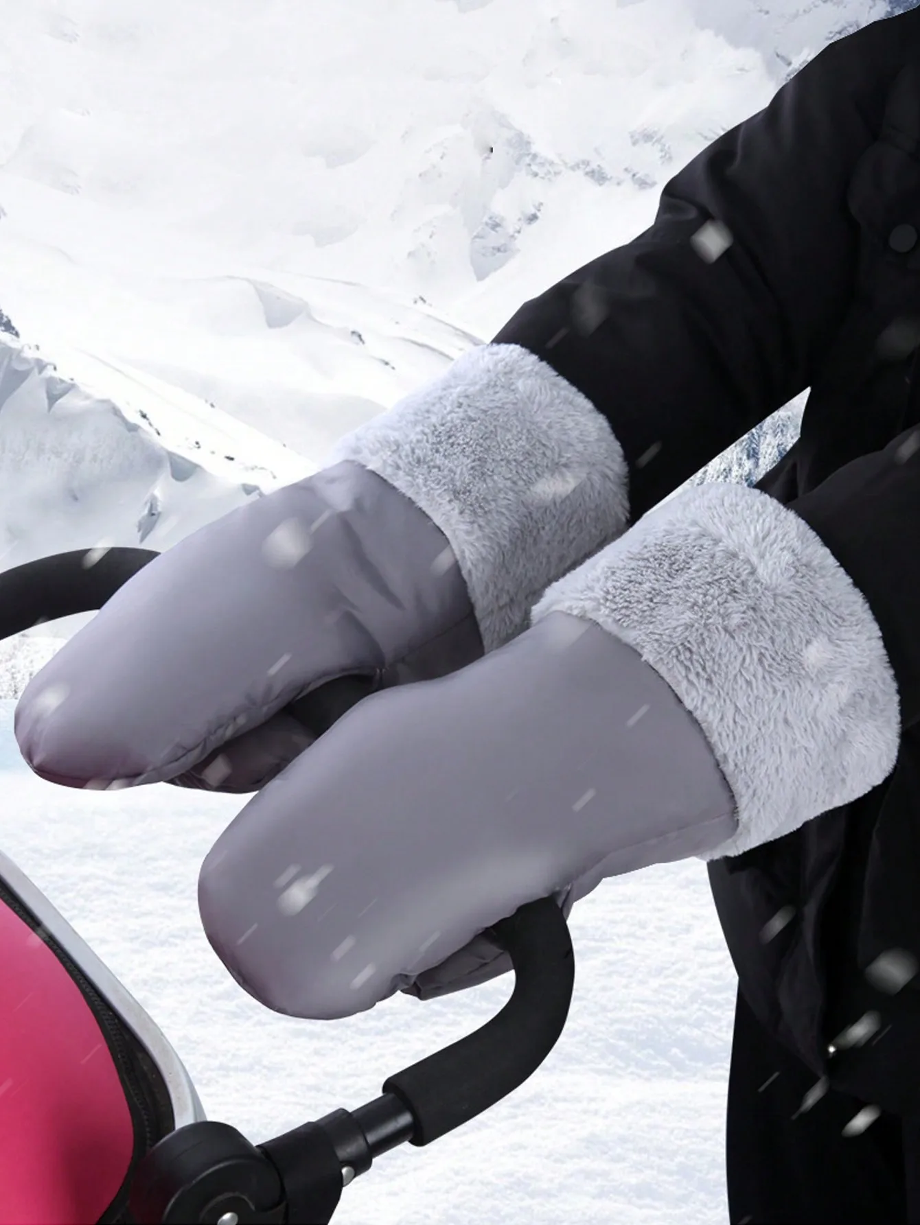 Winter Pram Hand Muff Baby Carriage Pushchair Warm Plush Hand Cover Stroller Accessories Winter Stroller Plush Gloves For Babies
