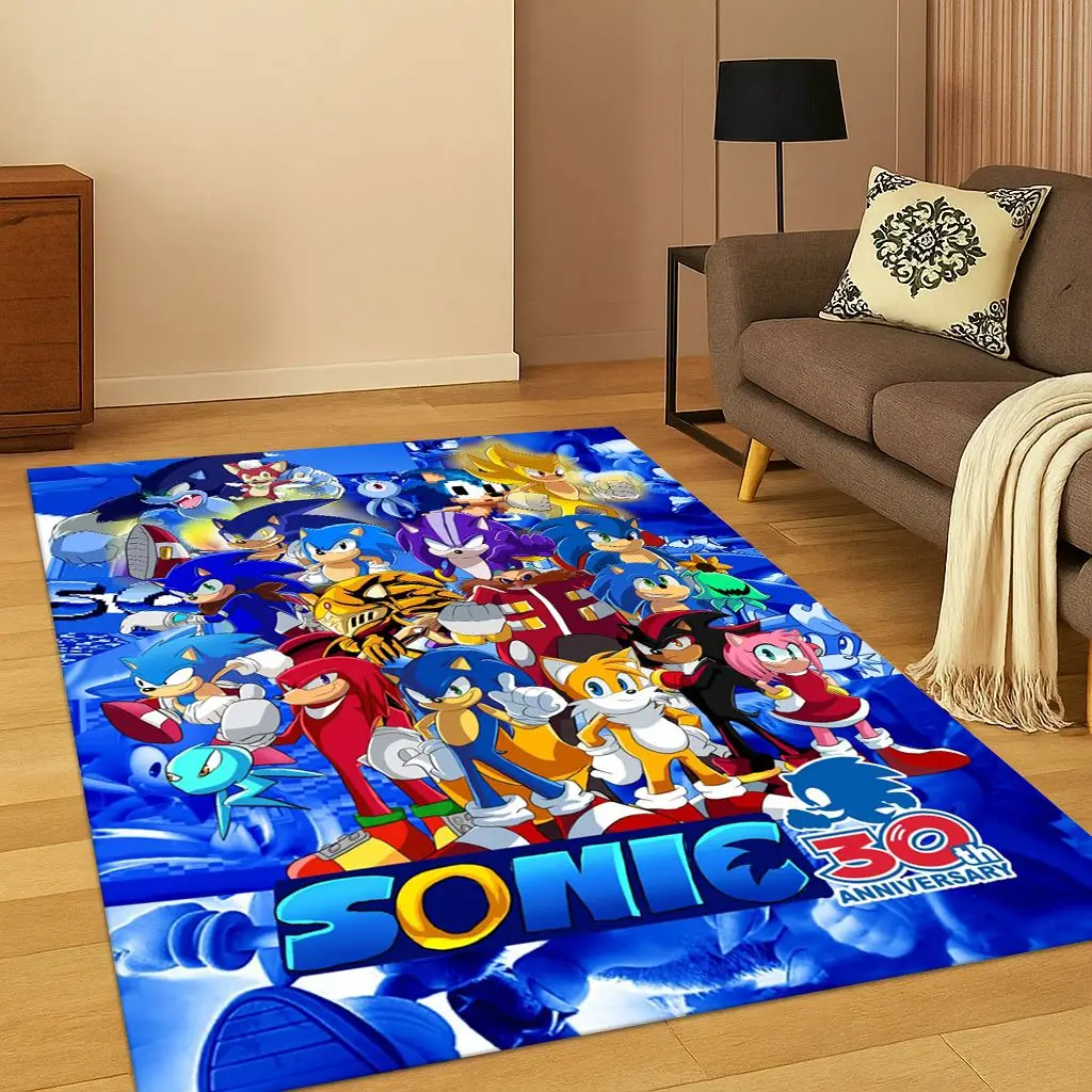 Tapis de jeu de dessin animé s-sonique 3D, pour chambre à coucher, salon, canapé, paillasson, décoration de maison, tapis de zone de jeu pour enfants, cadeau de noël antidérapant