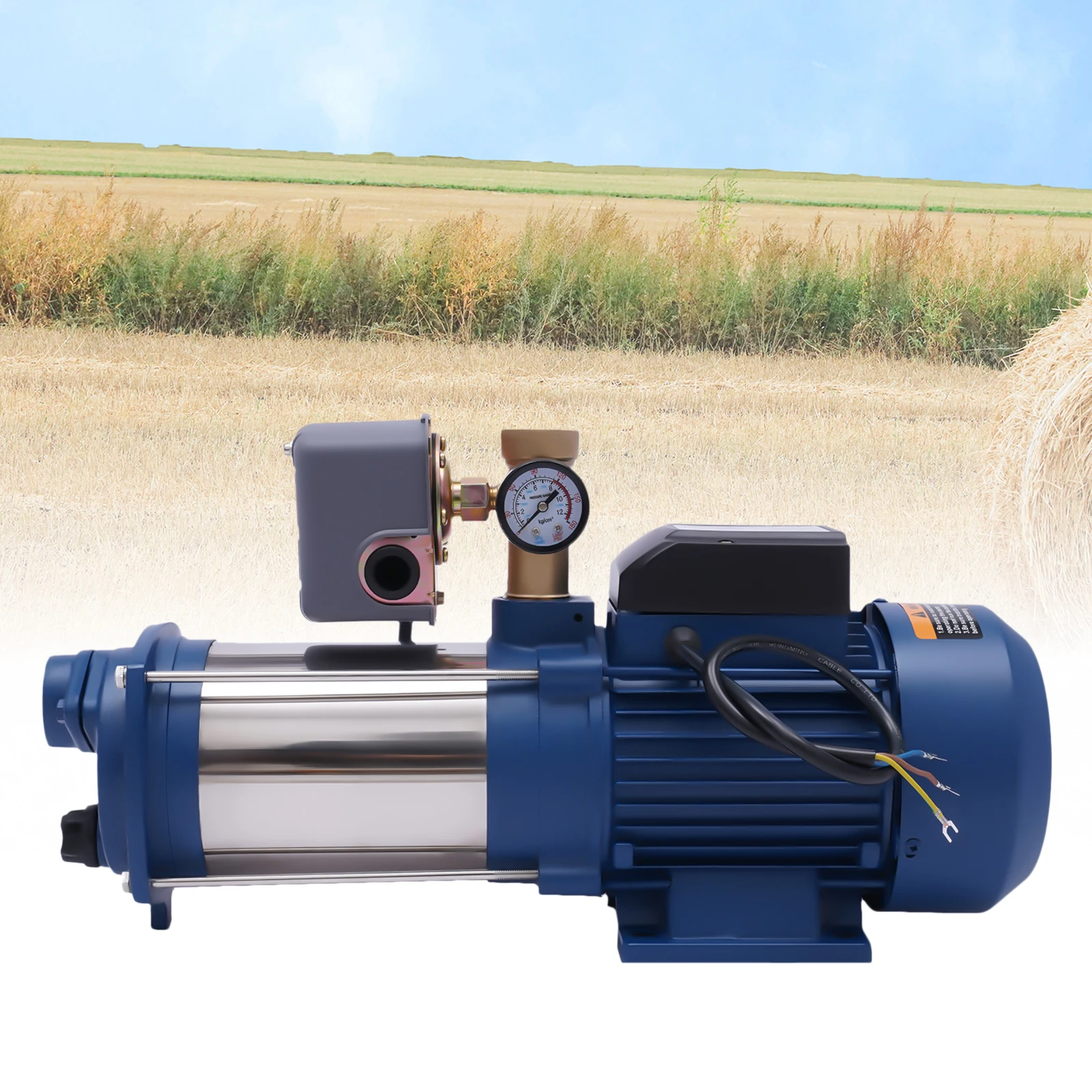 Water Pump 9000l/h 230V Centrifugal Garden Pump 800W Stainless Steel Jet Pump with Switch and Mains Connection