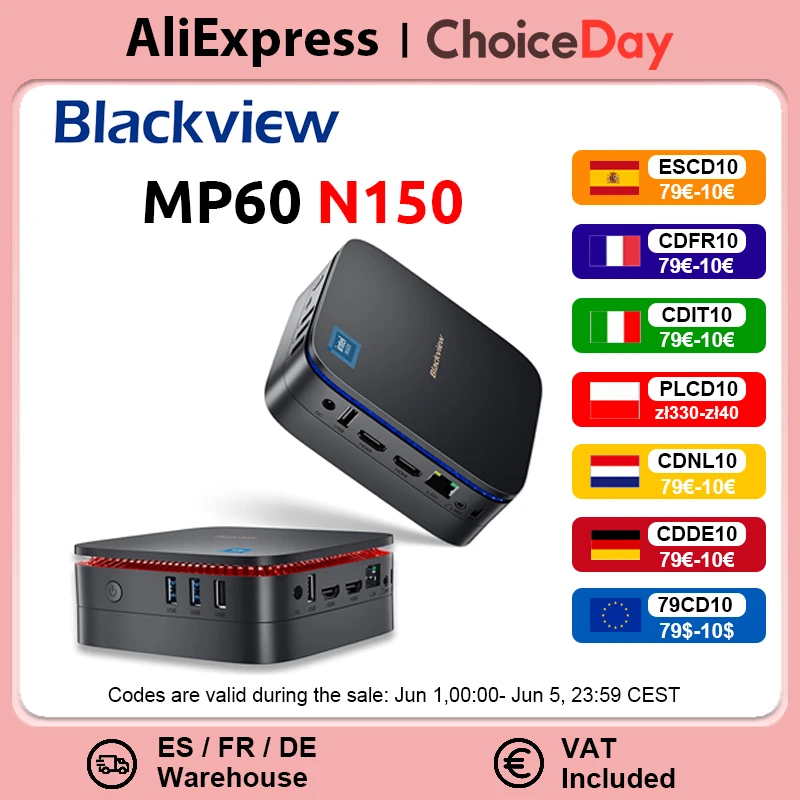 [Weltpremiere] black view mp60 neue Mini-PC Windows 11 PC Intel N150 16GB 512GB SSD 4k HD Doble HDMI