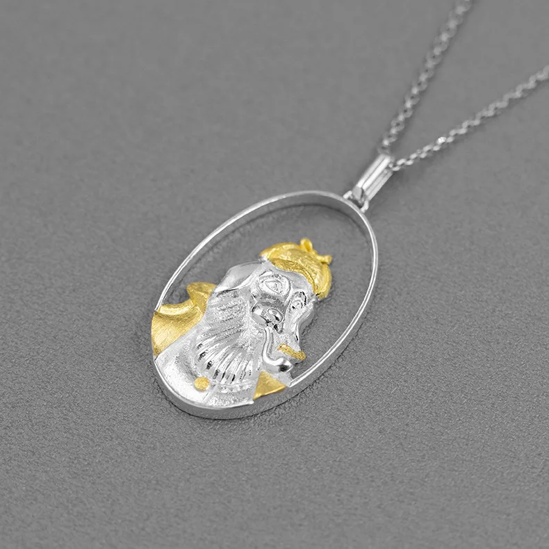 Pendentif divin en argent regardé pour femme, Golden Retriever, poignées stables, sans chaîne