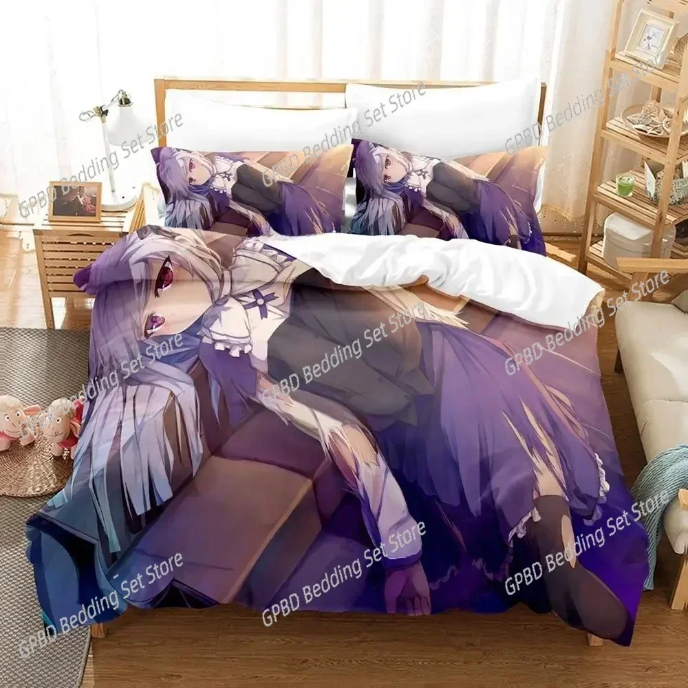 Kawaii Anime Absolute Duo 3D Bedding Set Duvet Cover Pillowcases Single Twin Full Queen King Size Home Decor Quilt Boys Gift Qui