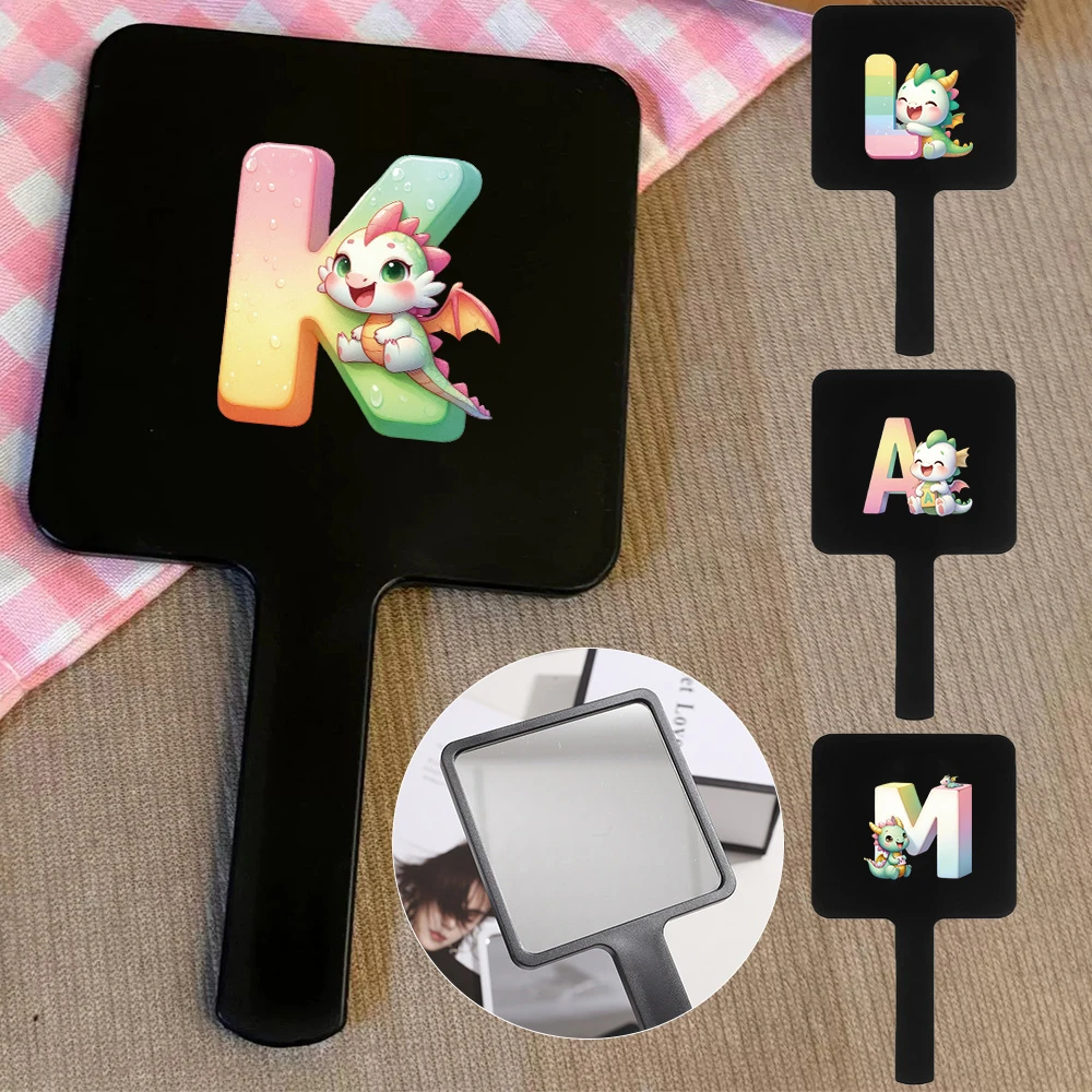 

Portable Makeup Mirror with Handle Lightweight Beauty Tools Suitable for Women Cartoon Animal Initial Name 26 Letters Pattern